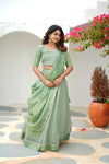 Anupama Mint Green Crop top & Skirt