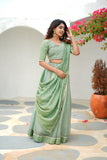 Anupama Mint Green Crop top & Skirt