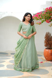 Anupama Mint Green Crop top & Skirt