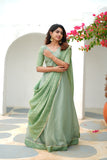 Anupama Mint Green Crop top & Skirt