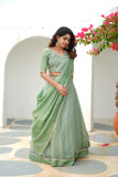 Anupama Mint Green Crop top & Skirt