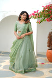 Anupama Mint Green Crop top & Skirt