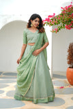 Anupama Mint Green Crop top & Skirt