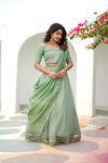 Anupama Mint Green Crop top & Skirt