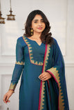 Gautami Teal Kurti Set (Set of 3)