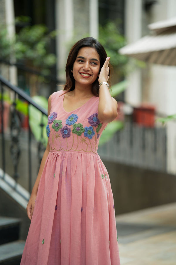 Ivana Pastel Pink Midi Dress