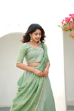 Anupama Mint Green Crop top & Skirt