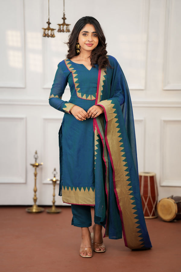 Gautami Teal Kurti Set (Set of 3)