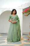 Anupama Mint Green Crop top & Skirt
