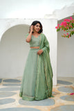 Anupama Mint Green Crop top & Skirt