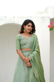 Anupama Mint Green Crop top & Skirt