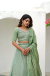 Anupama Mint Green Crop top & Skirt