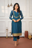 Gautami Teal Kurti Set (Set of 3)