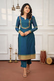 Gautami Teal Kurti Set (Set of 3)