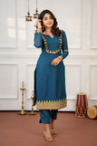 Gautami Teal Kurti Set (Set of 3)