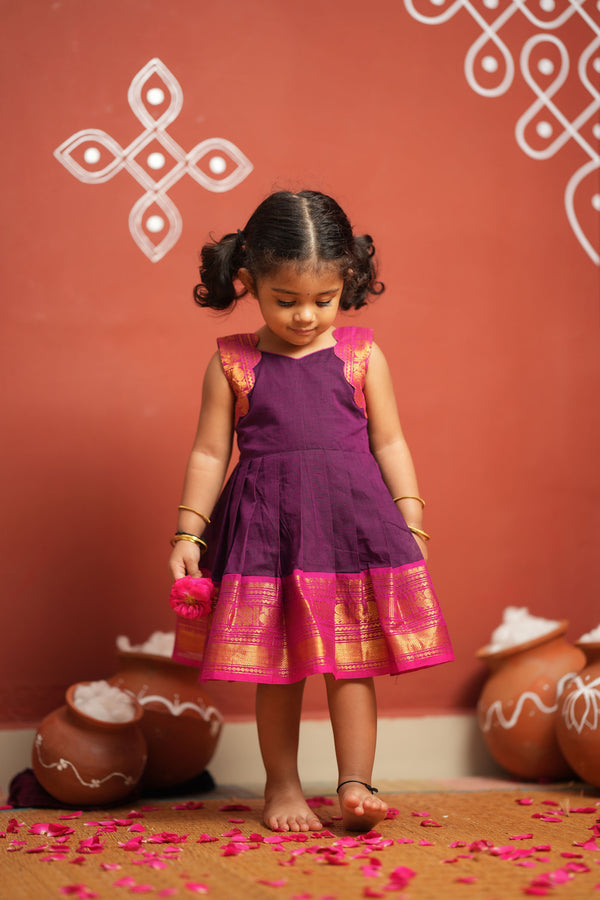 Tamizh Violet Kurti with Frock Mom & Me