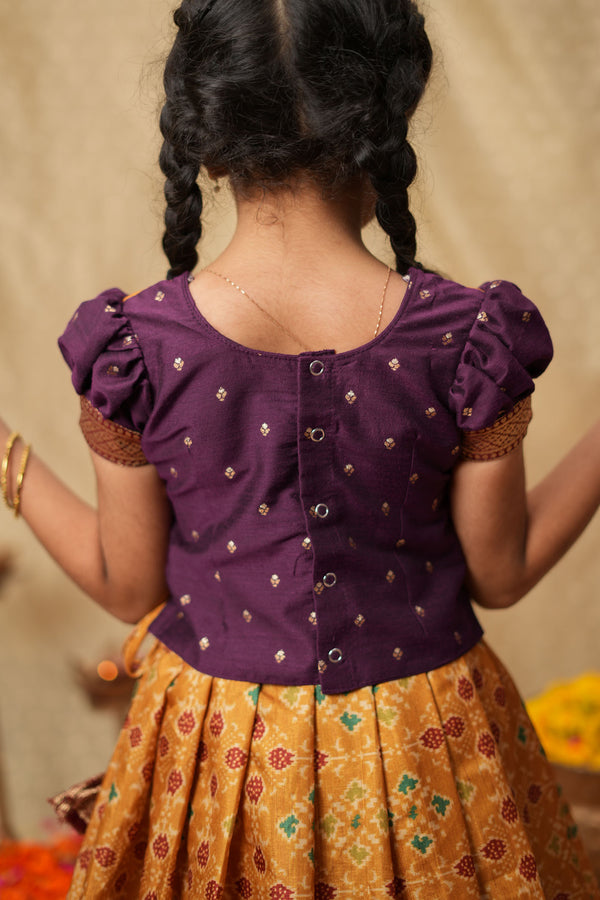 Agalvili Wine & Yellow Lehenga Mini (Set of 2)