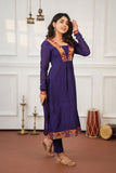 Brindha purple kurta (Set of 2)