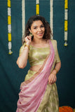 Aalaya Green with Pink Banarasi Organza Half Saree Set
