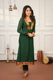 Brindha Green kurta set (Set of 3)