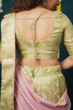 Aalaya Green with Pink Banarasi Organza Half Saree Set