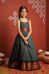 Madhuri Peacock Green Lehenga Mini (Set of 2)