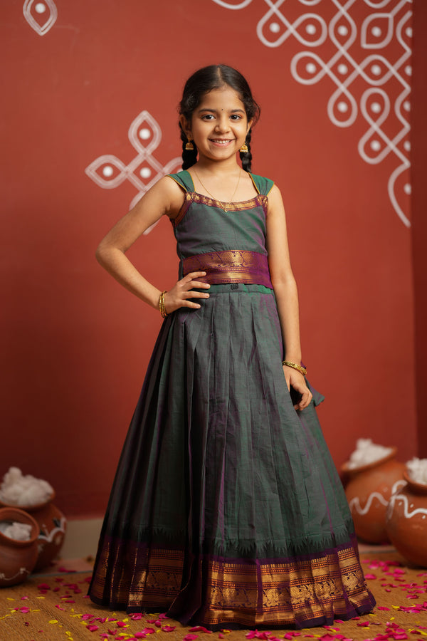 Madhuri Peacock Green Lehenga Mini (Set of 2)