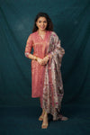 Charita Rust Pink Chanderi Kurta with Kalamkari Dupatta