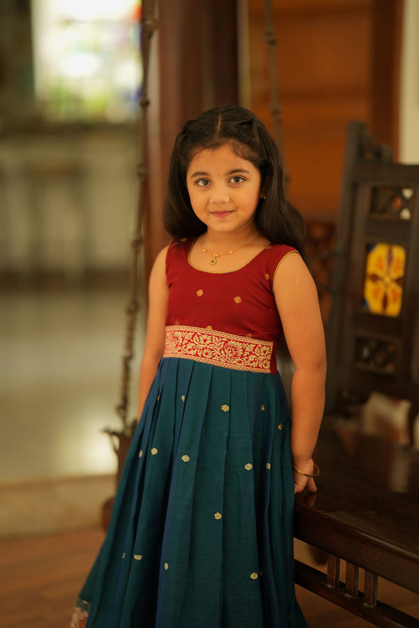 Kalyani Teal Narayanpet Frock Mini