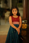 Kalyani Teal Narayanpet Frock Mini