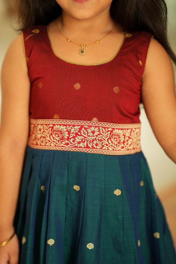 Kalyani Teal Narayanpet Frock Mini