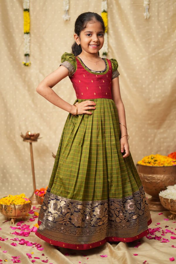 Aditi Green Checks Frock Mini