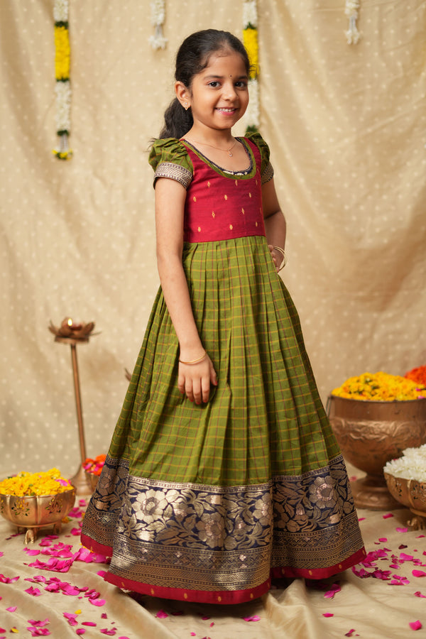 Aditi Green Checks Frock Mini