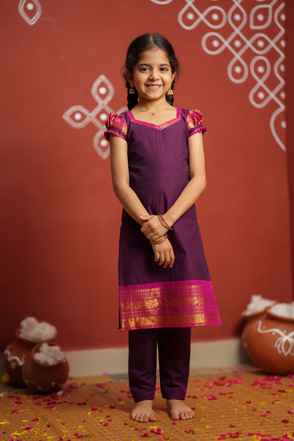 Tamizh Violet Kurti set Mini (Set of 2)
