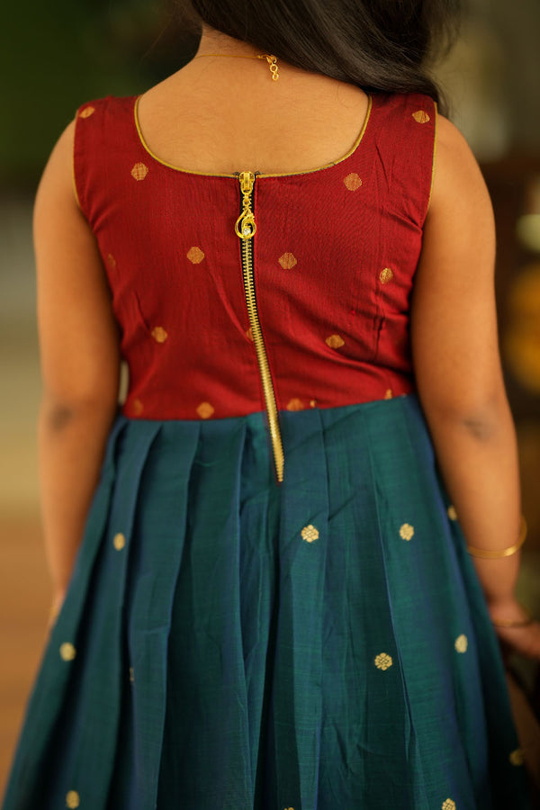 Kalyani Teal Narayanpet Frock Mini