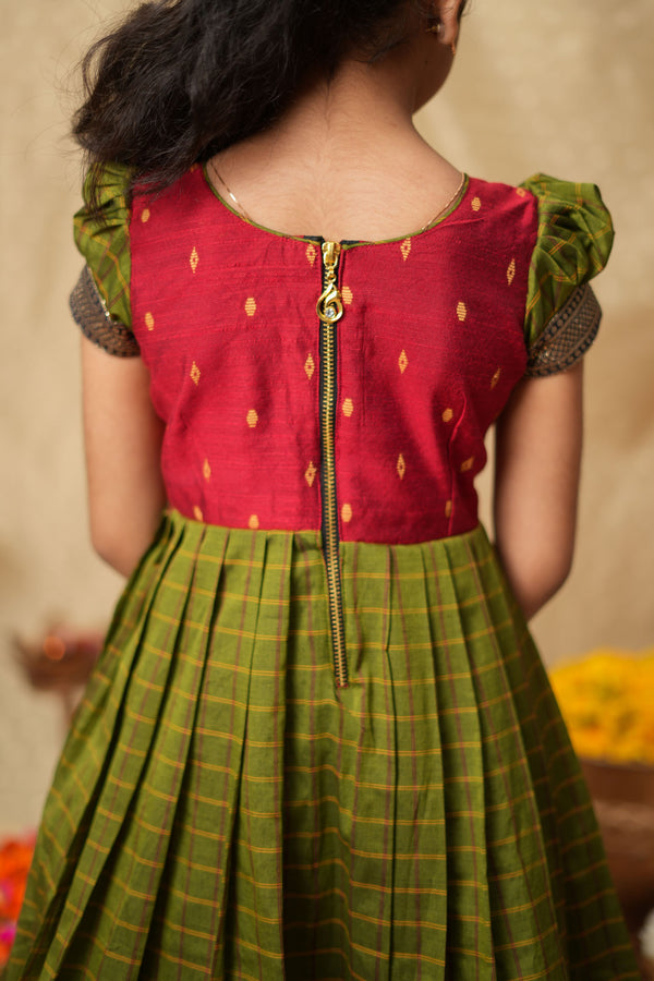 Aditi Green Checks Frock Mini