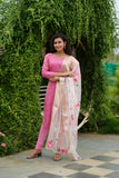 Malini Pink with White Organza Dupatta