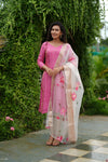 Malini Pink with White Organza Dupatta