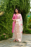 Malini Pink with White Organza Dupatta
