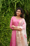 Malini Pink with White Organza Dupatta