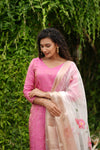 Malini Pink with White Organza Dupatta