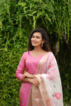 Malini Pink with White Organza Dupatta