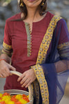 Indira Maroon Kurti Set (Top & Dupatta)