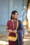 Indira Maroon Kurti Set (Top & Dupatta)