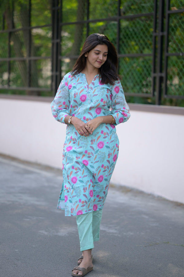 Kamali Blue Kurti Set