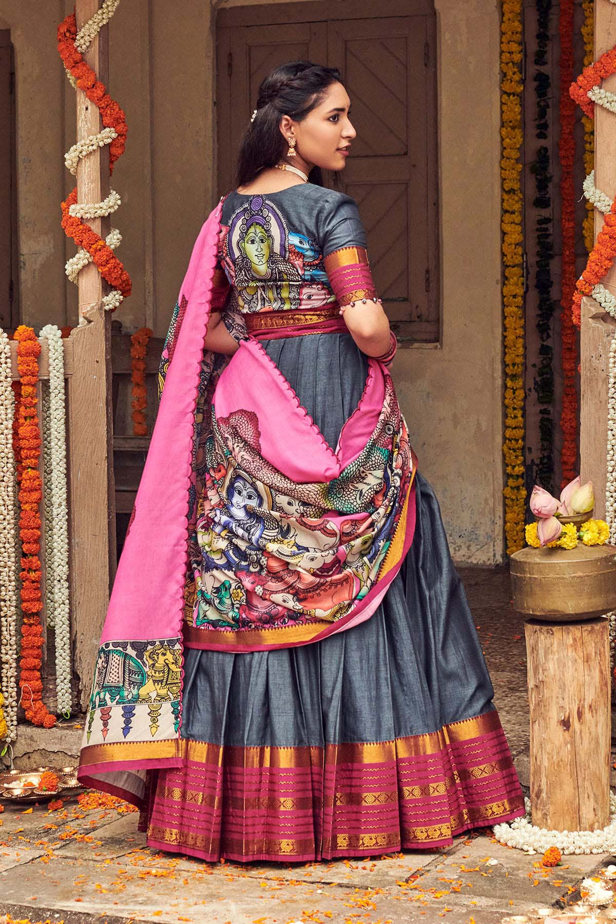 Latest simple unique grey and pink color lehenga choli for wedding |  Designer lehenga choli, Party wear dresses, Silk lehenga