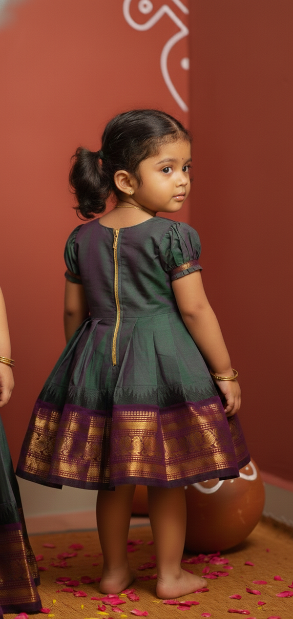 Madhuri Peacock Green frock mini