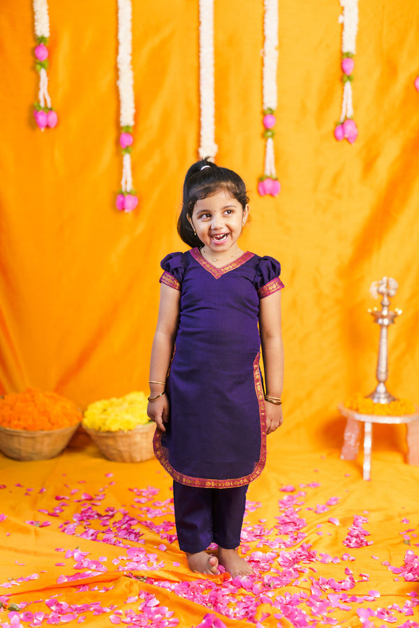 Sreeja Violet Kurti Set Mini ( Set of 2)