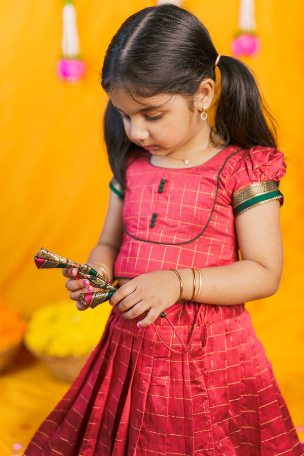 Bhavya Red Lehenga Mini (Set of 2)