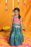 Aaradhya Pink with Blue Lehenga Mini (Set of 2)
